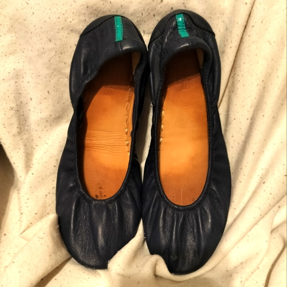 Tieks Navy Blue Leather ballet flats sz 8
